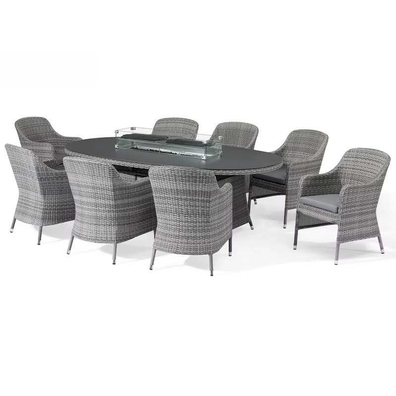 Outdoor Furniture Set With Fire Pit - Zestaw mebli ogrodowych z paleniskiem, rattan,