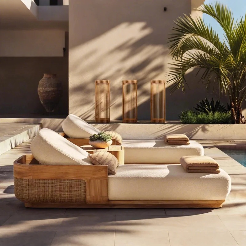 Outdoor Furniture Teak - Zestaw leżaków i leżaków zewnętrznych Sun