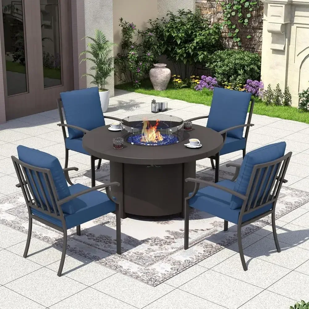 Outdoor Furniture Set With Fire Pit - 5-częściowy zestaw mebli ogrodowych z okrągłym