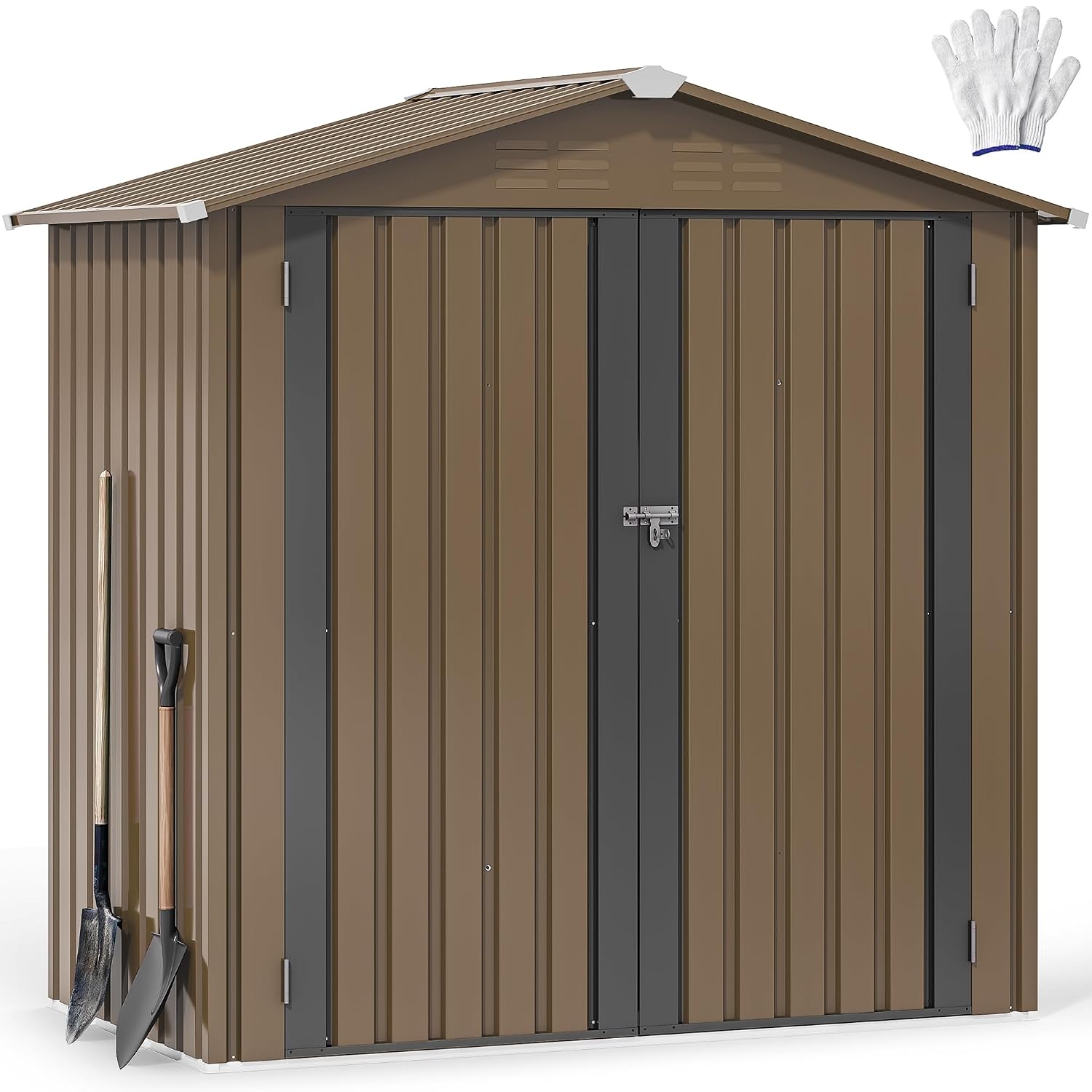 Outdoor Furniture With Storage - Metalowy schowek ogrodowy 6x4 stopy, wodoodporny
