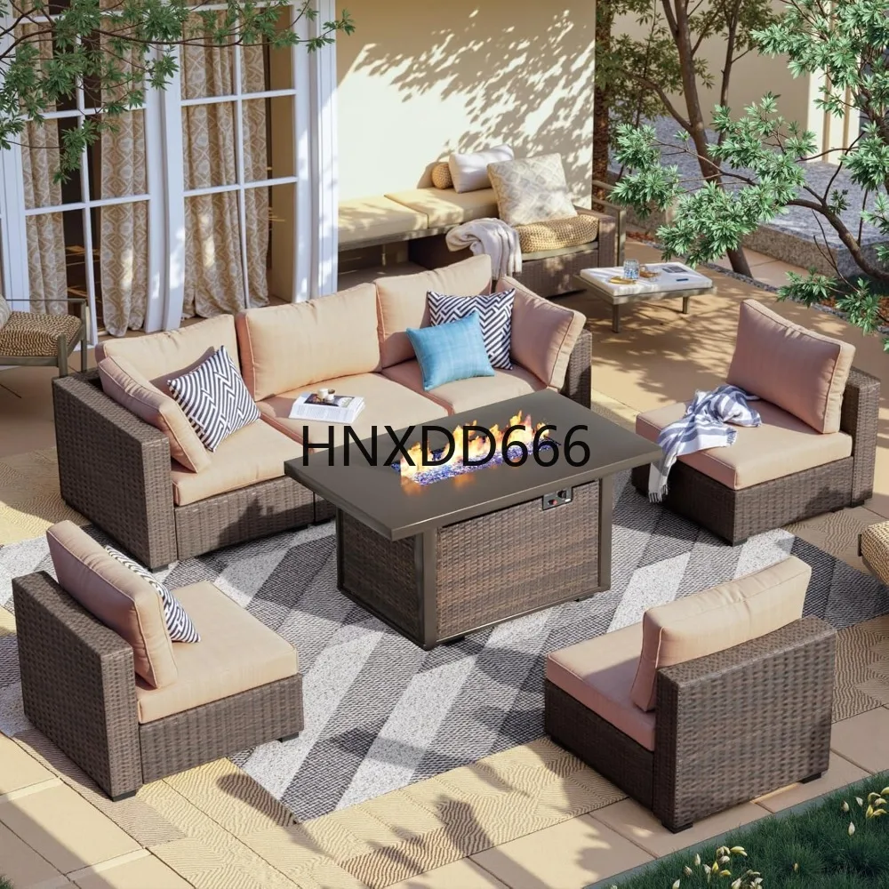 Outdoor Furniture Set With Fire Pit - 7-częściowy zestaw mebli ogrodowych z stołem