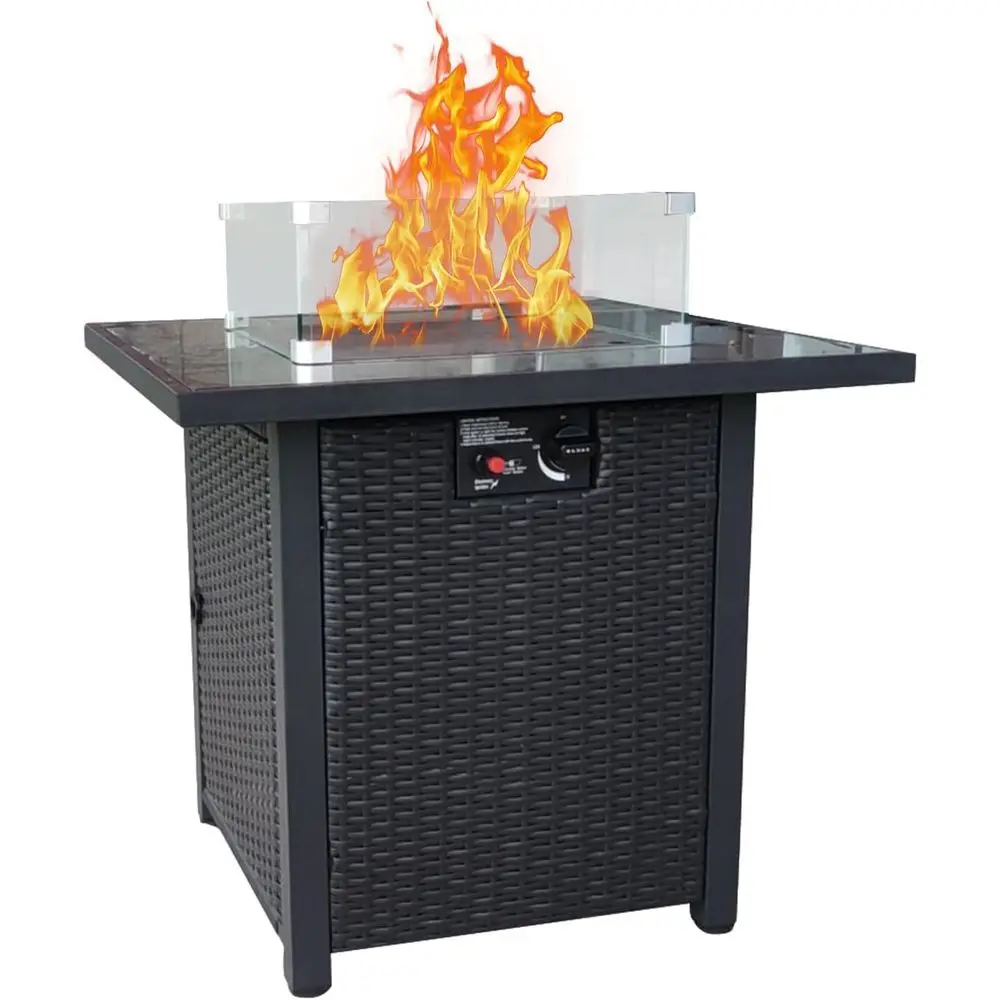 Outdoor Furniture Set With Fire Pit - Wiklinowy zestaw mebli ogrodowych, rattanowa sofa