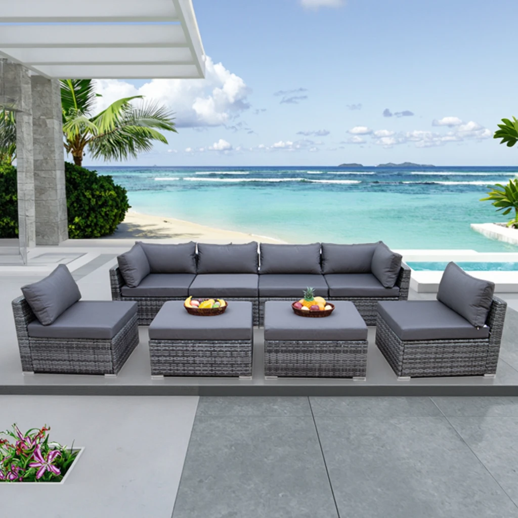 Outdoor Furniture Set With Fire Pit - Nowoczesne meble ogrodowe, sofa, zestaw mebli
