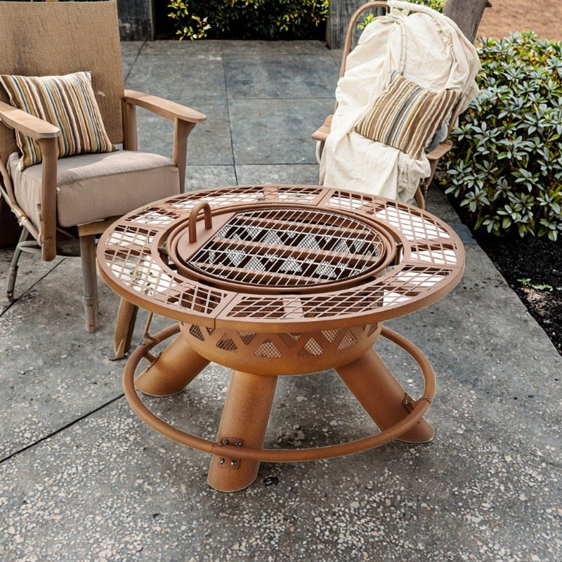 Outdoor Furniture Set With Fire Pit - Nowoczesny, przenośny grill i palenisko na