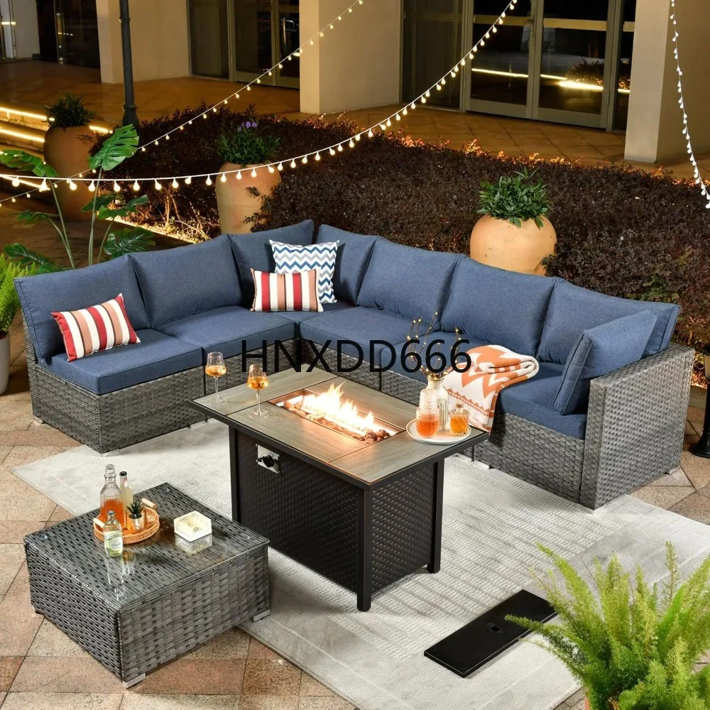 Outdoor Furniture Set With Fire Pit - 8-częściowy zestaw mebli ogrodowych z stołem