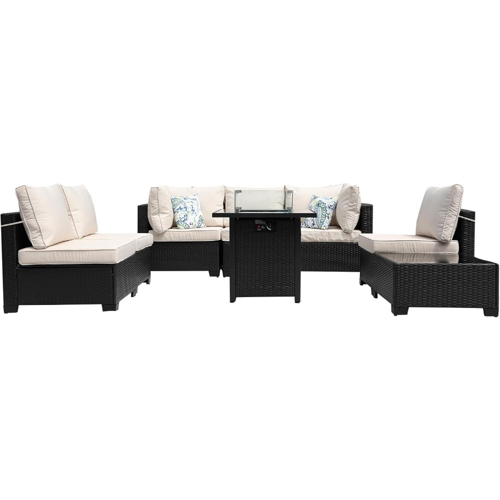 8-częściowy zestaw mebli ogrod – Outdoor Furniture Set With Fire Pit recenzja i cena