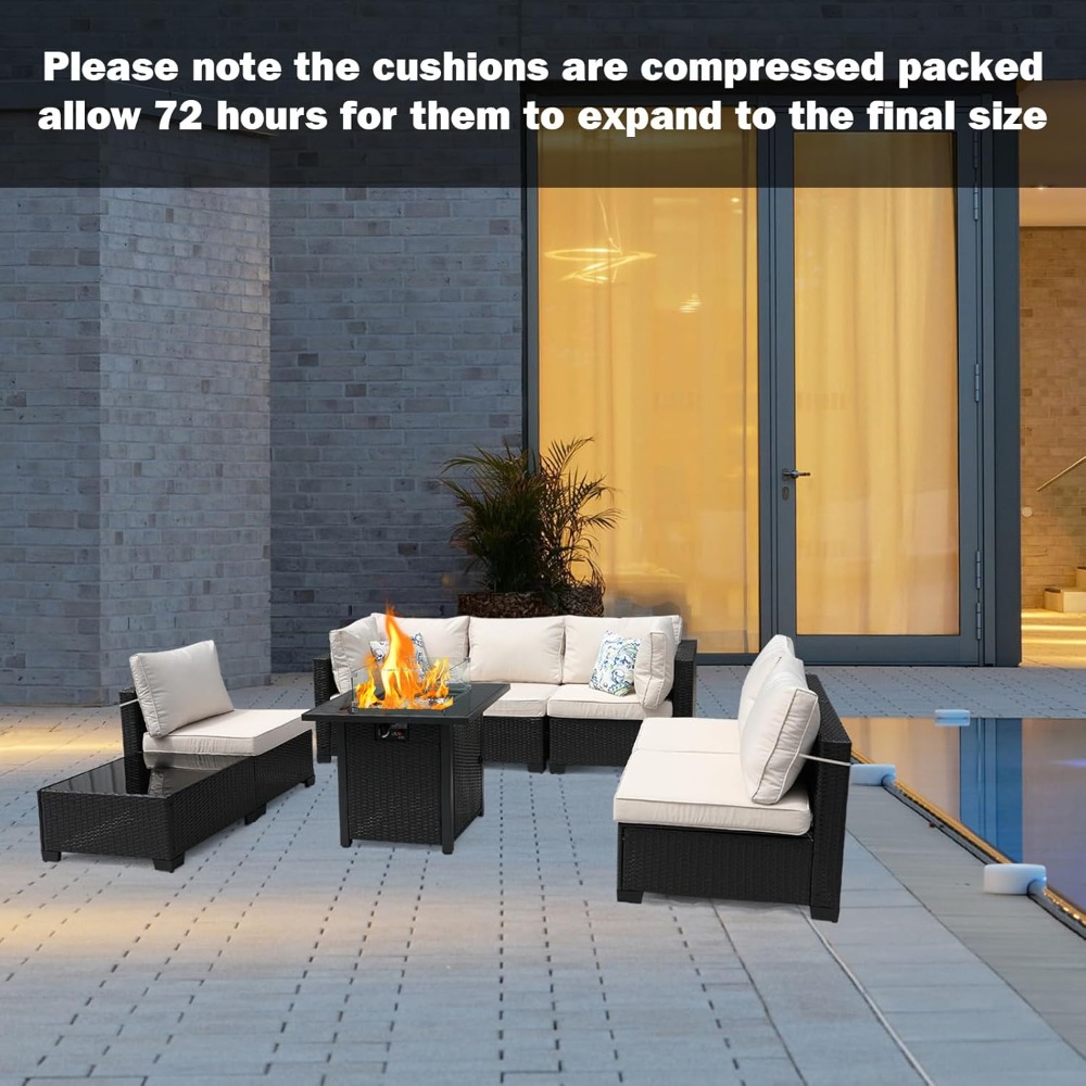 8-częściowy zestaw mebli ogrod – Outdoor Furniture Set With Fire Pit recenzja i cena