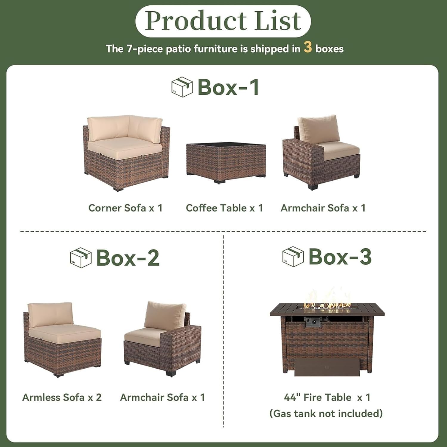 7-częściowy zestaw mebli ogrod – Outdoor Furniture Set With Fire Pit recenzja i cena