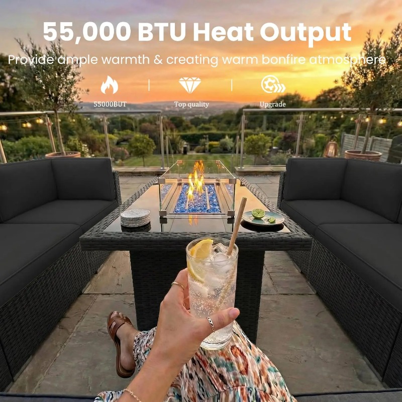 8-częściowy zestaw mebli ogrod – Outdoor Furniture Set With Fire Pit recenzja i cena