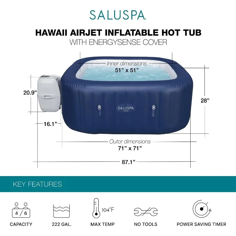 SaluSpa AirJet 4-6 osobowa nad – Inflatable Hot Tub recenzja i cena
