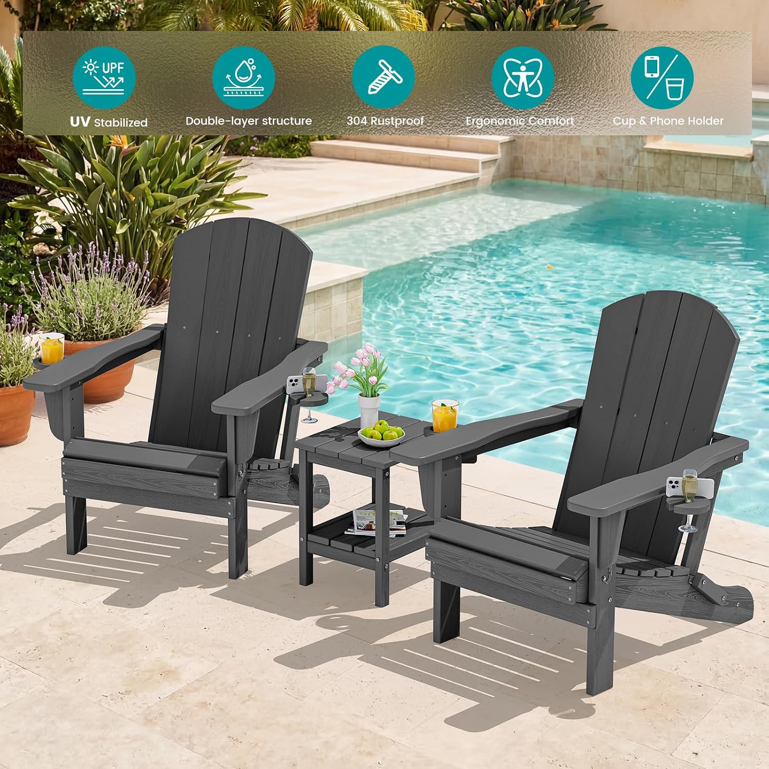 Zestaw dwóch składanych krzese – Outdoor Furniture Set With Fire Pit recenzja i cena