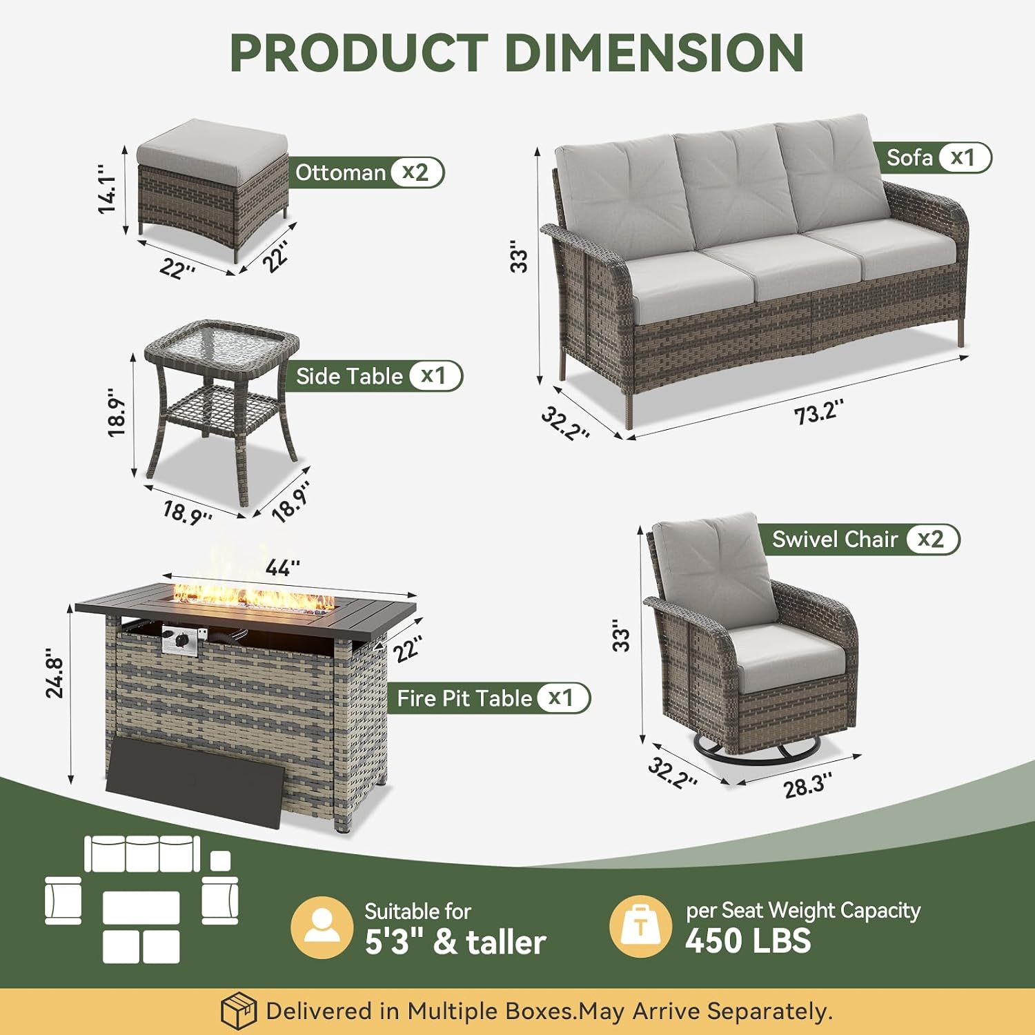 7-częściowy wiklinowy zestaw m – Outdoor Furniture Set With Fire Pit recenzja i cena
