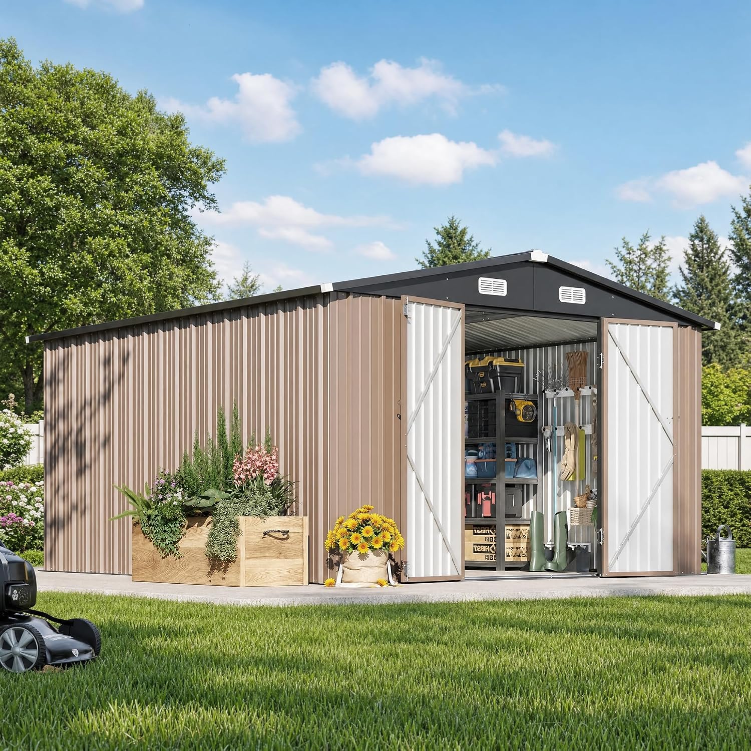 Szopa ogrodowa 12 x 10 stóp z  – Outdoor Furniture With Storage recenzja i cena