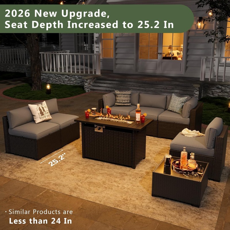 Aoxun 8-częściowy zestaw mebli – Outdoor Furniture Set With Fire Pit recenzja i cena