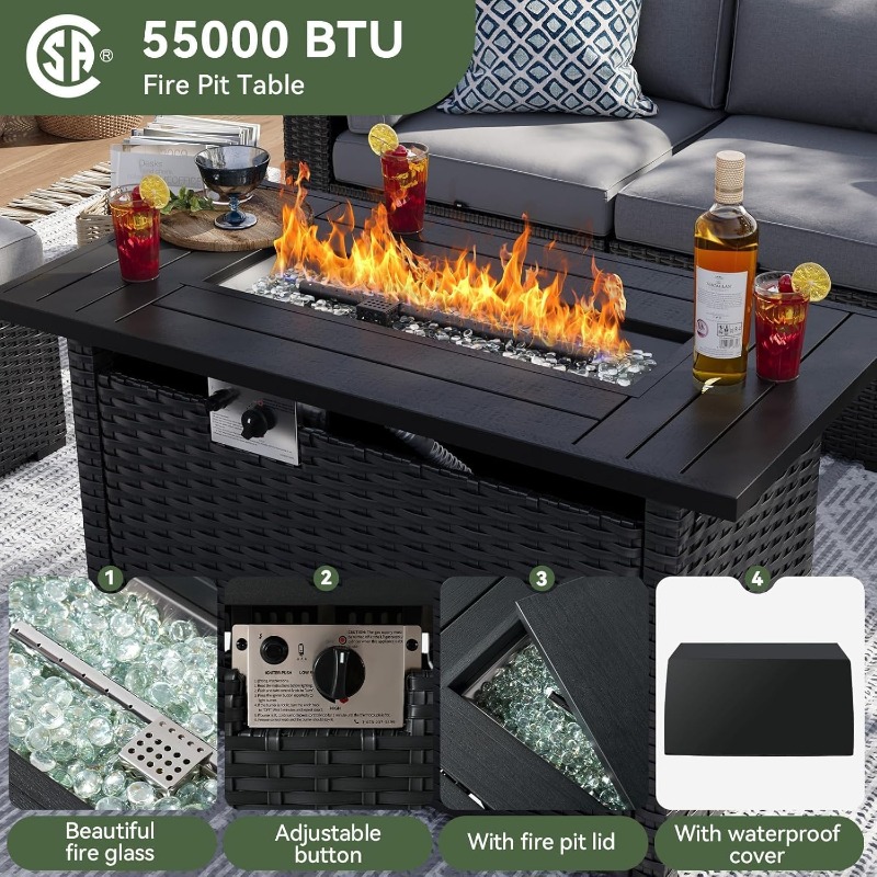 Aoxun 8-częściowy zestaw mebli – Outdoor Furniture Set With Fire Pit recenzja i cena