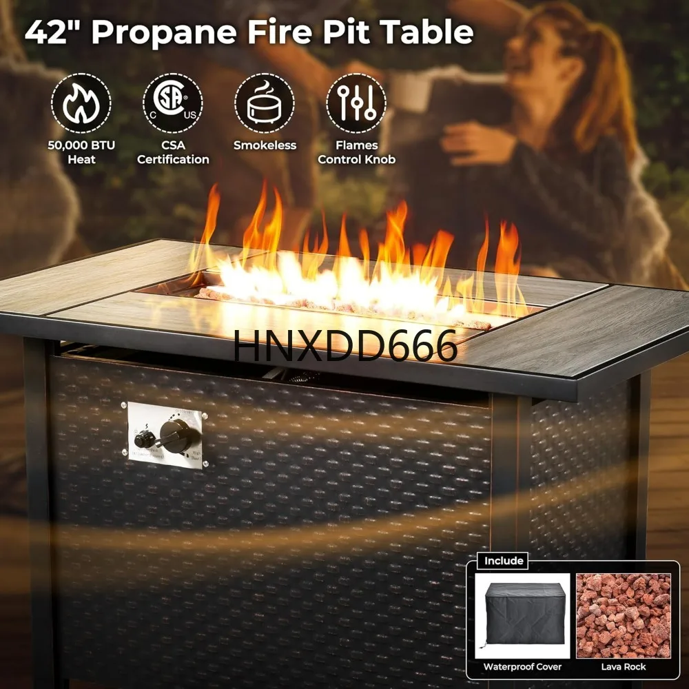 8-częściowy zestaw mebli ogrod – Outdoor Furniture Set With Fire Pit recenzja i cena