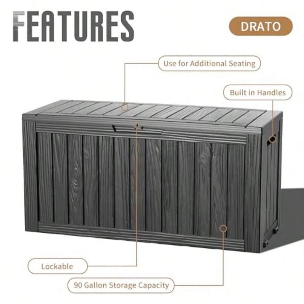 90-galonowy wodoodporny, zamyk – Outdoor Furniture With Storage recenzja i cena
